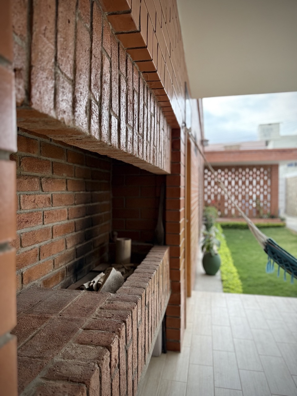 Exterior view showing layered roofs and landscape